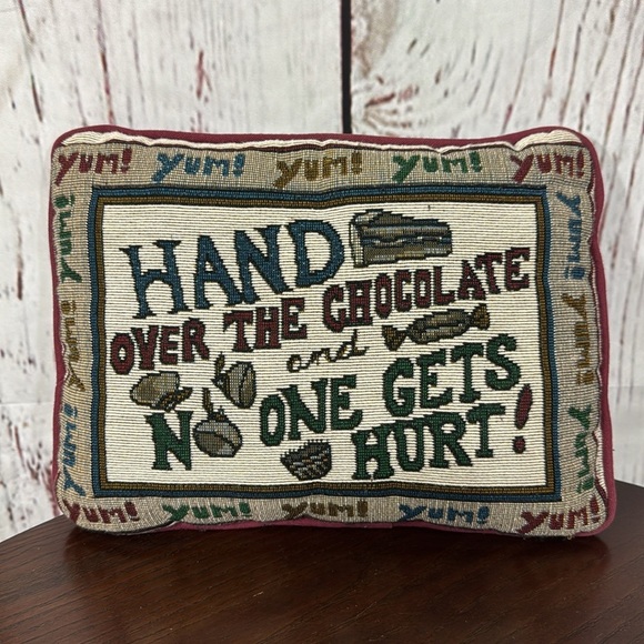 Hand Over the Chocolate Decorative needlepoint Pillow - Picture 8 of 8